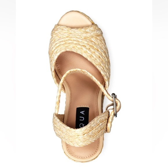 AQUA Natural Raffia Straw Sandal Platforms - Picture 3 of 8